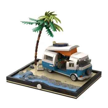 MOC plaj arabası Yüzme havuzu Yapı Taşları T2 mini sürüm plaj dock Tuğla Seti Oyuncak doğum günü hediyesi