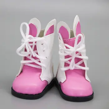 Moda 1/6 Bebek Ayakkabıları Sevimli Tavşan Kulak PU Deri Çizmeler 45CM Bebek Aksesuarları Bandaj Martin Çizmeler BJD Bebek Giysileri
