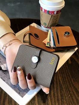 Moda İnek Deri kart çantası Kadın İş kart tutucu Kemer İle Büyük Kapasiteli Küçük Kredi Kartı kartvizit cüzdanı
