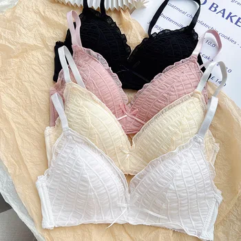 Moda Katı Kablosuz Seksi Basit İnce Push Up Sütyen Dantel Ayarlanabilir Bralette İç Çamaşırı Konfor AB Fincan Nefes Sütyen Kadınlar için