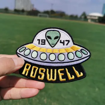 Nicediy yeni UFO Alien yama demir On yamalar 3D DIY ısı yapışkanlı giyim için işlemeli yamalar şerit yama giysi İçin CD