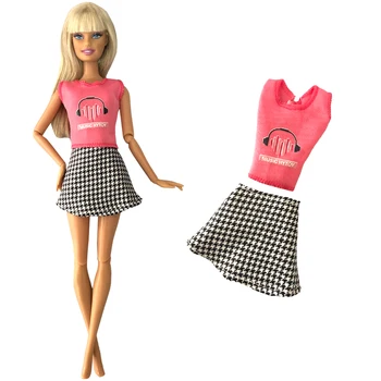 NK 1 Adet Bebek Mini Etek Modern Moda Gömlek +Gri Etek barbie bebek Aksesuarları çocuk oyuncakları Kız Hediye 272J 6X