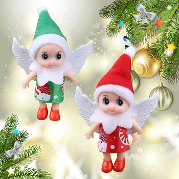 Noel Elf Bebek Kanatlı Mini Elf Melek Bebek Noel Minyatür Aksesuarları Noel Ağacı Çelenk DIY Masaüstü Manzara Veya