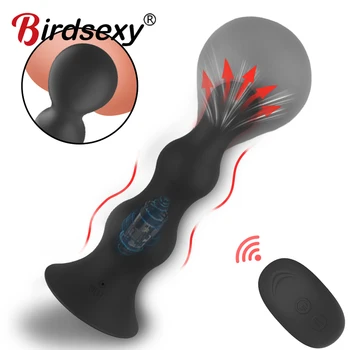 Otomatik Şişme prostat masaj aleti Anal Vibratör Silikon Erkek Butt Plug Anüs Titreşimli Seks Oyuncak Erkekler İçin G-Spot Stimülasyon