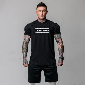 Pamuklu t shirt Erkek Spor Salonu Egzersiz Sıska kısa kollu tişört Erkek Vücut Geliştirme Spor Üstleri Yaz Rahat koşu giyimi