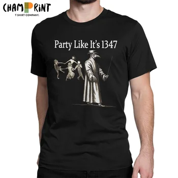 Parti Gibi 1347 Veba Doktor T Shirt erkek Saf Pamuk Yenilik T-Shirt Streetwear Raven Vintage Tees Tops Hediye Fikri