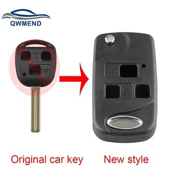 QWMEND 3 Düğmeler Uzaktan Anahtar Kabuk Durumda Lexus RX300 SC430 GX470 LS400 GS300 ES330 LX470 Fob yeni stil Anahtar Kapak