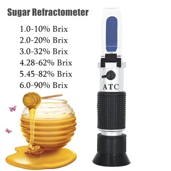 Refraktometre Şeker Konsantrasyonu Metre Densimetre 0-32 % Brix Sakarimetre 58~90% Brix 38 ~ 43 Olabilir Baume Bal Şarap Refraktometre
