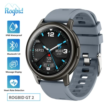 Rogbıd GT 2 akıllı saat Erkekler Kadınlar IP68 Su Geçirmez Bluetooth 5.0 Uyku Monitör Spor Kalp Hızı Tracker Smartwatch Android IOS