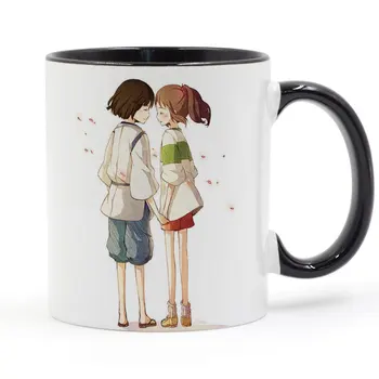 Ruhların Kaçışı Chihiro Ve Haku Miyazaki Hayao Karikatür Kupa Kahve Süt Seramik Fincan Yaratıcı DIY Hediyeler Ev Dekorasyonu Kupalar 11 oz T299