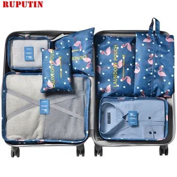 RUPUTIN 7 adet / takım Seyahat Organizatör Bavul Giysi Bitirme Kiti Taşınabilir Bölme Kılıfı Saklama Torbaları Ev Seyahat Aksesuarları