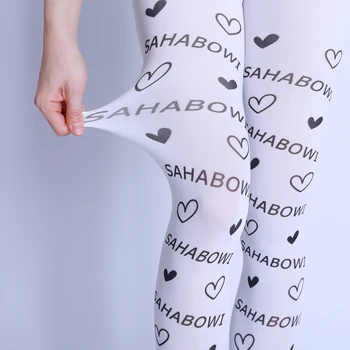 Sahabowı Marka Aşk Desenli Tasarımlar Pretty Kalp Logo Dijital Baskı Tayt Yüksek Kalite Külotlu Bayan Mektuplar Çorap
