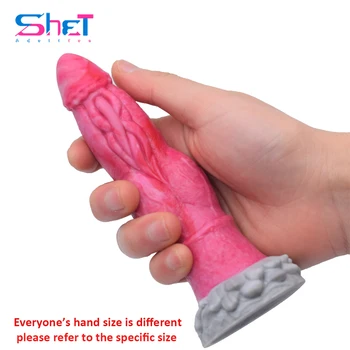 SHET Silikon Anal Plug Hayvan Yapay Penis Gerçekçi Köpek Penis Enayi Fincan Popo Oyuncak Yeni Başlayanlar için Kadın Masturbators Seks Shop