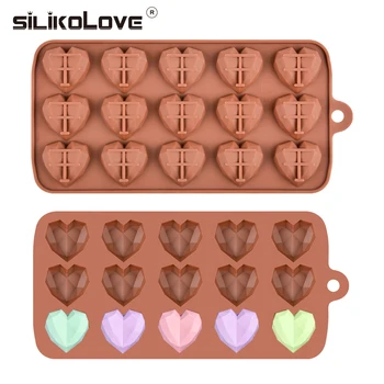 SILIKOLOVE 15 kaviteler Mini Aşk Kalp Çikolata Kalıp Silikon Şeker Kalıpları Sakızlı Jöle Kalıp Kek Dekorasyon Aksesuarları