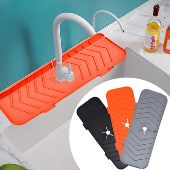 Silikon Musluk Lavabo Mat Splash Guard mutfak banyo tezgahı Koruyucu Drenaj Raf Pedi Katlanabilir Splashback Damla Catcher