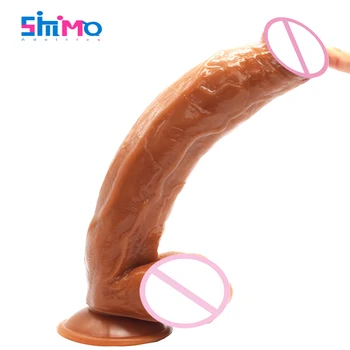 SMMQ Kalın Büyük Yapay Penis Kahverengi Gerçekçi Dildos Vantuz Seks Oyuncakları Kadınlar İçin 9.25 inç Takılabilir Vajinal Penis Erotik Oyuncak