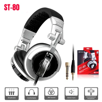 ST-80 Kablolu Stereo Kulaklık Ergonomik Kayıt Stereo HıFı DJ Stüdyo Monitör Kulaklık ile 3.5 mm Fiş 50mm sürücü birimi Kulaklık