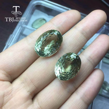 Tbj, Doğal iyi renk yeşil ametist oval 15 * 20mm kuş yuva özel shinning kesme dıy takı için altın ve gümüş takı