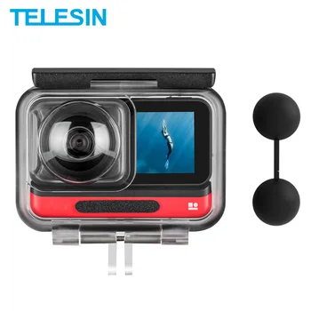 TELESIN 45M Sualtı Konut Case Su Geçirmez Kılıf lens kapağı Koruyucu Insta360 BİR R 360 Edition Kamera Aksesuarları