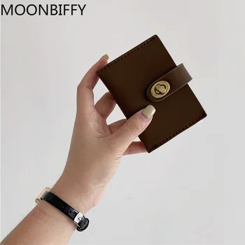 Vintage Cüzdan kart tutucu Katı PU Basit Mini bozuk para çantaları Para Çantaları Bayanlar Çok Fonksiyonlu Moda Yüksek Kaliteli cüzdan Ulzzang