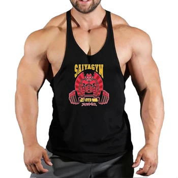 Vücut geliştirme Tankı Üstleri Erkekler Pamuk Kolsuz Gömlek Spor Salonu Fitness Eğitim Kıyafetleri Stringer Atlet Erkek Yaz Rahat Baskılı Yelek