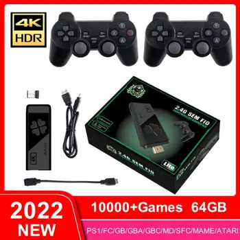 X1 Mini Retro Oyun Konsolu 2.4 G video oyunu Konsolu Çift Kablosuz Denetleyici 4K 10000 Oyun 64GB/32GB Retro Oyun İçin PS1 / GBA