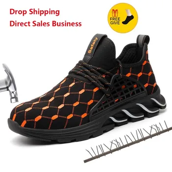 XPUHGM Erkekler Kadınlar İş Güvenliği Ayakkabıları Nefes Hava Mesh iş çizmeleri çelik burun Anti-Smashing İnşaat İş Güvenliği Sneakers