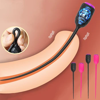 yeni 10 hız Uzun üretral Vibratör kateter anal tıkaç Seks Oyuncakları Erkekler için titreşimli üretra ses Dilatör Masaj Yapay Penis Vibratör