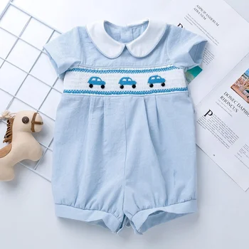 Yeni İspanyol Nakış Bebek Pamuk Tulum Yaz Bebek Giysileri Sevimli Tırmanma Giysileri Erkek ve Kız Erkek Bebek Giysileri