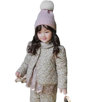 Yeni Kış Bebek Kız Çiçek Baskılı Kalınlaşmak Kabanlar Kore Tarzı Çocuk Ceketler Kız Sıcak Bahar Pamuk-yastıklı Mont CC088