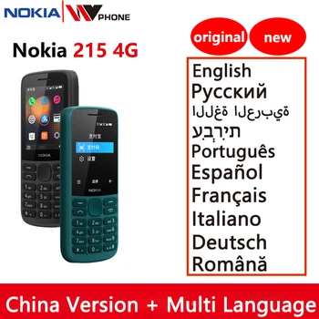 Yeni Orijinal Nokia 215 4G Cep Telefonu Çok Dilli 2.4 inç Çift SIM Kart Bluetooth FM Radyo 1150mAh Özelliği Cep Telefonu