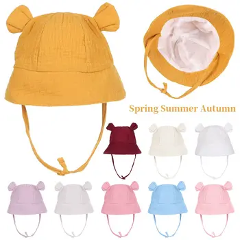 Yeni Rahat Bebek Kova Şapka 3-12Months çocuk güneş şapkası Plaj Kapaklar Tavşan Kulak Kapağı Panama Kap Kız Erkek Açık Aksesuar