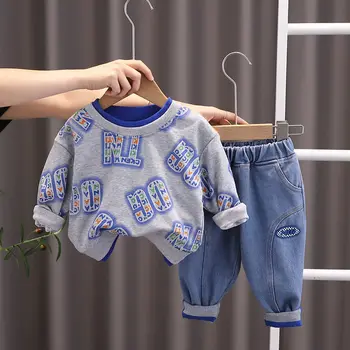 Yeni Sonbahar Sevimli Çocuk Giysileri Bebek Kız Pamuk Spor kapüşonlu süveter Gömlek Pantolon Setleri Çocuk Erkek Çocuklar günlük giysi 0-5 yıl