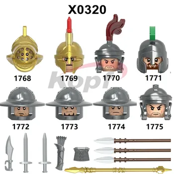 Yeni Yapı Taşları Silahlar Spartan Asker Şövalyeleri Antik Roma Minyatür Heykelleri Figürleri Çocuk Hediye Oyuncaklar Kafa X0320