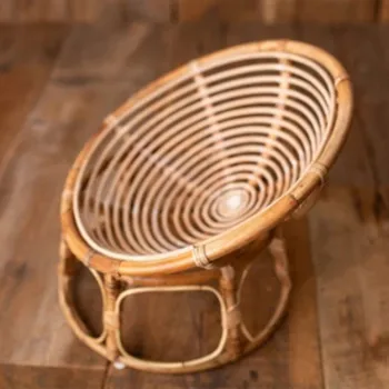Yenidoğan Fotoğraf Sahne El Yapımı Bambu Sepet Vintage Sandalye Fotoğraf Çekimi Poz Kanepe Erkek Kız Bebek Fotografia Sahne