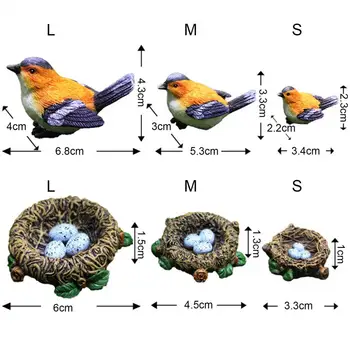 Çevre Dostu Benzersiz Kuş Yuva Bahçe Figürleri Park için Güzel Minyatürler Korozyon Direnci