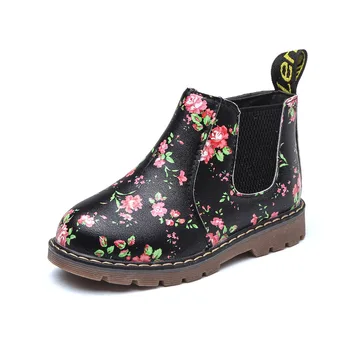 Çocuk Kız Çizmeler Ayakkabı Sonbahar Kış Moda Rahat Baskılı çiçekli ayakkabı Çocuk Kısa yarım çizmeler ботинки детские