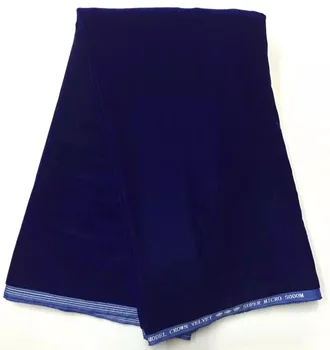 Ücretsiz kargo (5 yards/pc ) 114 CM genişlik yumuşak ve pürüzsüz Afrika kadife dantel kumaş düz renk elbise yapmak için VLB07